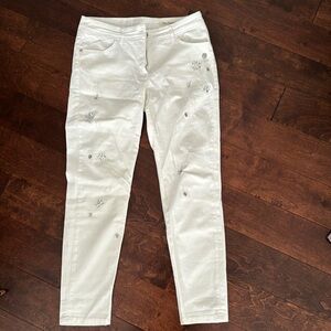 Laurel Tabea Cropped white jeans with embellishments